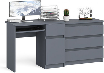 Мори компьютерный стол МС-1 правый + Комод МК800.1, графит