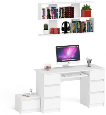 Мори Стол компьютерный МС-2 + Тумба ТМП400.1 + Полка 1200, цвет белый, ШхГхВ 175,8х50х209,6 см., универсальная сборка