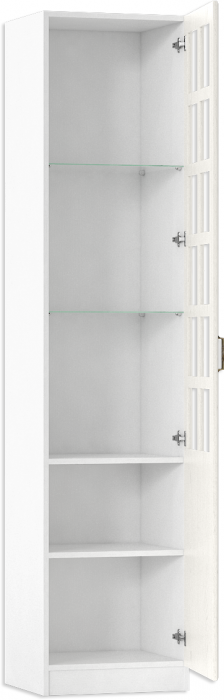 Ливерпуль Шкаф-витрина, ясень ваниль/белый