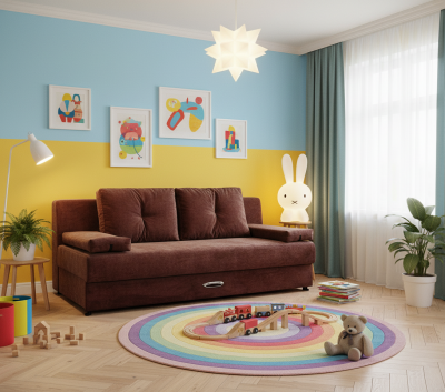 Диван-еврокнижка Амстердам Мини люкс, 150, велюр коричневый