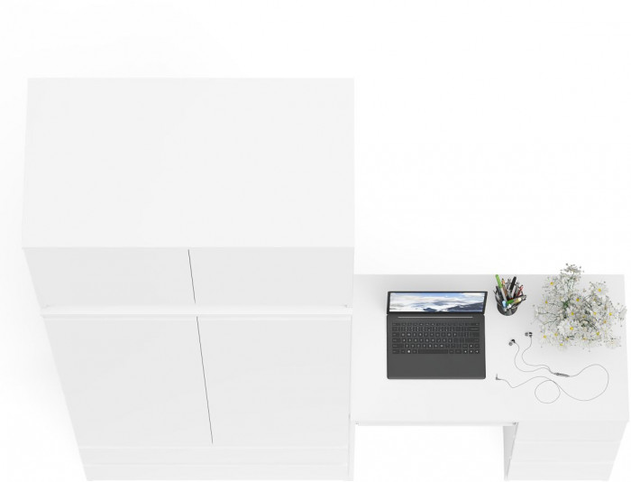 Мори компьютерный стол МС-6 правый + Шкаф МШ900.1 + Антресоль МА900.1, белый