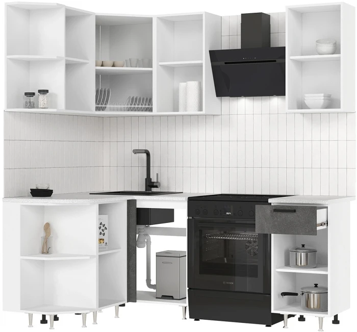 Угловая кухня Рио NEW ЛДСП 2,0х1,3м бетон светлый/бетон темный (антарес)