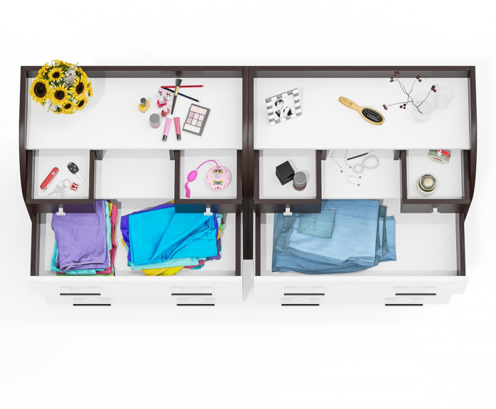 Два комода С-МД-К6 (Шесть), цвет венге/белый шагрень, ШхГхВ 160х43х110 см., 6 ящиков