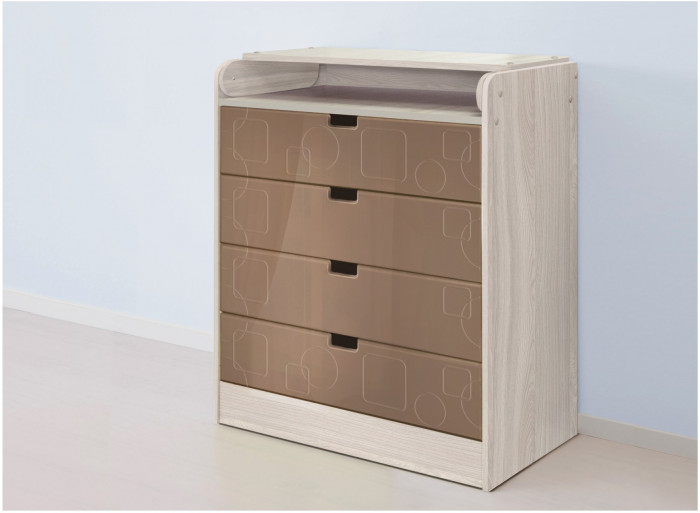 Бриз МДФ Комод раскладной (Квадрат/Ясень шимо светлый/Шоколад)