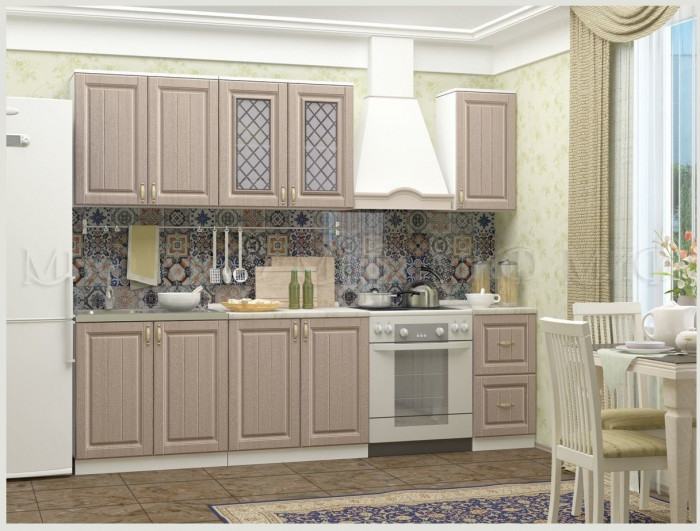 Кухня МДФ Настя, 2000 (Жемчуг / Шоколад, Белый)