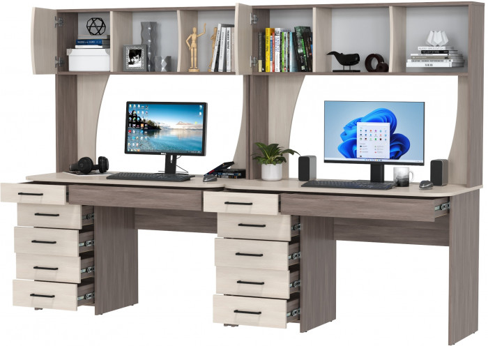 Два стола рабочих 6-0606бод.тем/св Сигма, бодега тёмный/бодега светлый