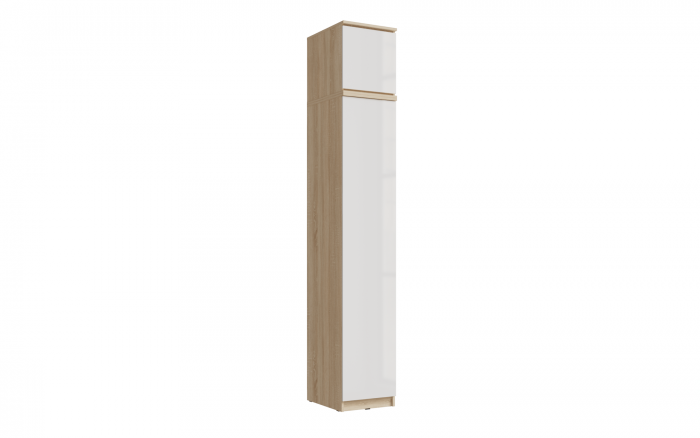 Челси Пенал 1 створка + антресоль 400 (Дуб Сонома, Белый глянец)