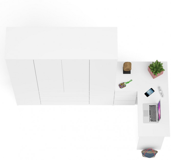 Мори компьютерный стол МС-16 левый + Шкаф МШ1600.1, белый