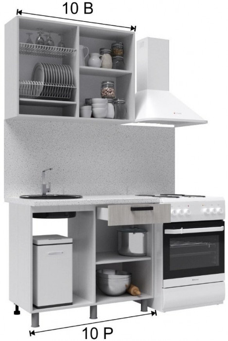 Кухонный гарнитур Версаль 1,0м Арктик/Арктик