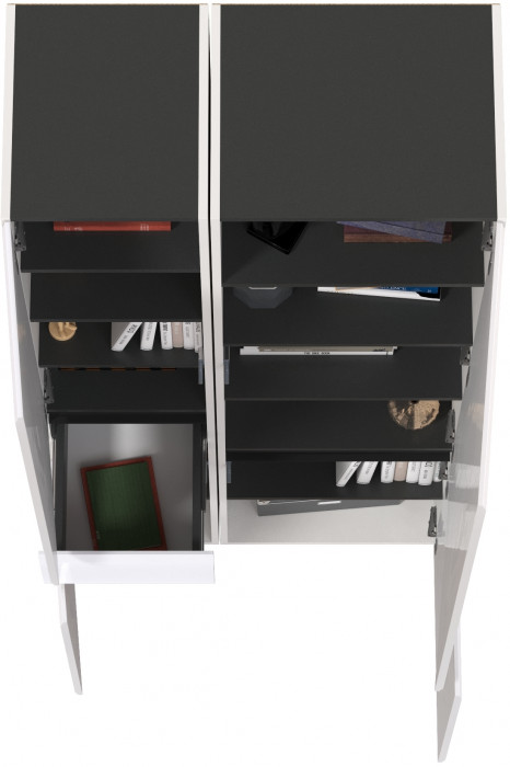 Сидней 13.202 Шкаф с ящиком + Шкаф 13.200, корпус: белый/чёрный/фасады: МДФ белый глянец