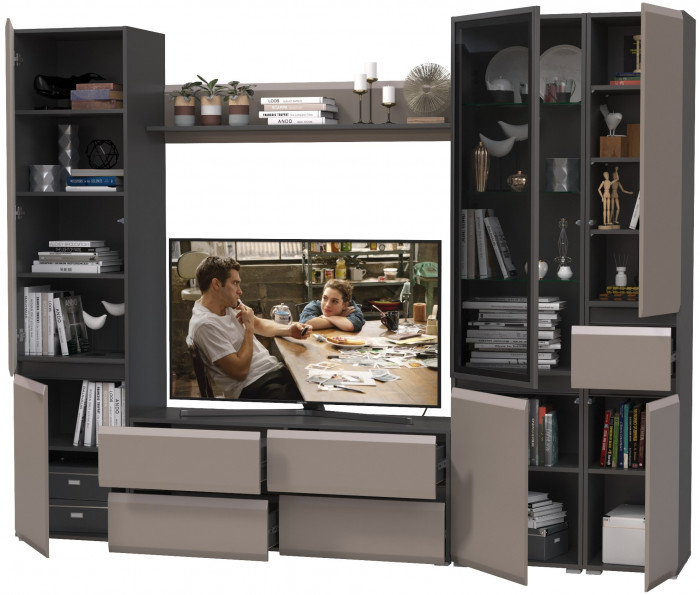 Сидней Комплектация № 055, корпус: антрацит/фасады: МДФ веллюто капучино