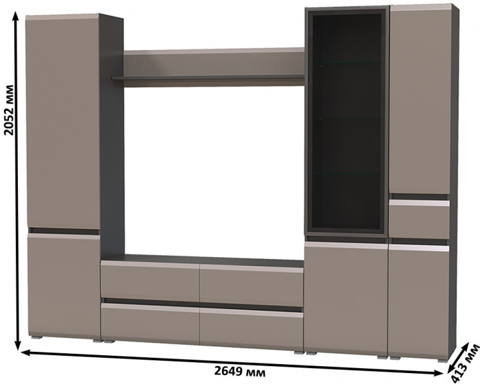 Сидней Комплектация № 055, корпус: антрацит/фасады: МДФ веллюто капучино