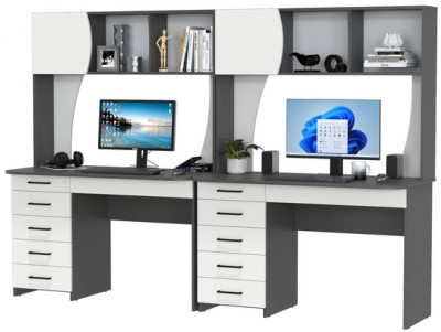 Два стола рабочих 6-0606граф/бел Сигма, графит/белый