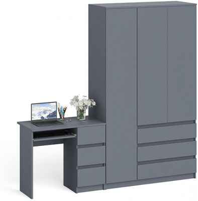 Мори компьютерный стол МС-6 правый + Шкаф МШ1200.1, графит