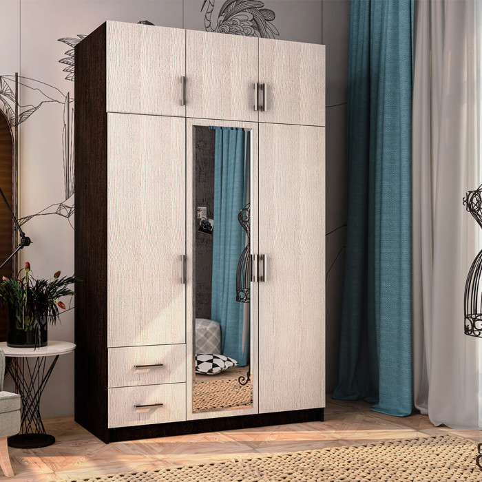 Шкаф 3-х ств.с ящиками (1290х2100х560) венге/лоредо