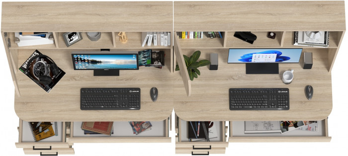 Два стола рабочих 6-0606дубсон Сигма, дуб сонома