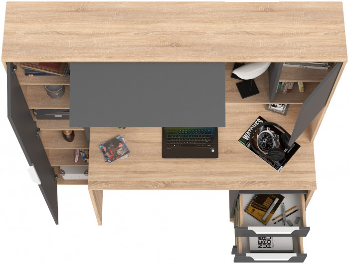 компьютерный стол Комфорт 12.95N, дуб сонома/тёмно-серый