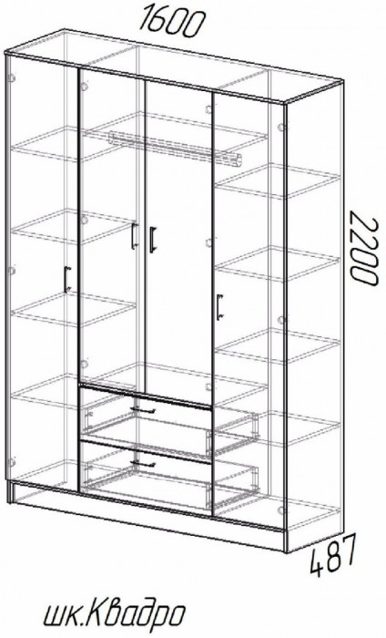 Модульная спальня Эко, композиция 4 (Белый гладкий, Дуб Вотан)