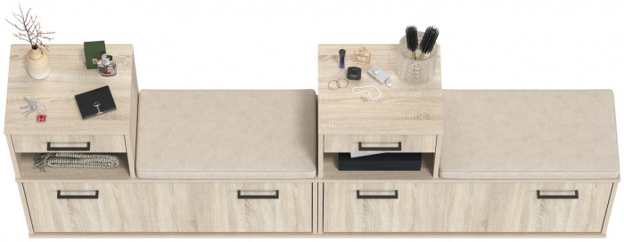 Лира ГК 2-0714+2-0714дубсон Тумба под обувь, цвет дуб сонома, ШхГхВ 200х33х75,5 см., универсальная сборка