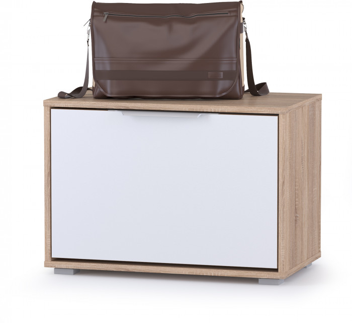 Куба Прихожая 3, обувница 13.58 + Вешалка 10.122, цвет дуб сонома/белый премиум, ШхГхВ 65х38,3х210,6 см.