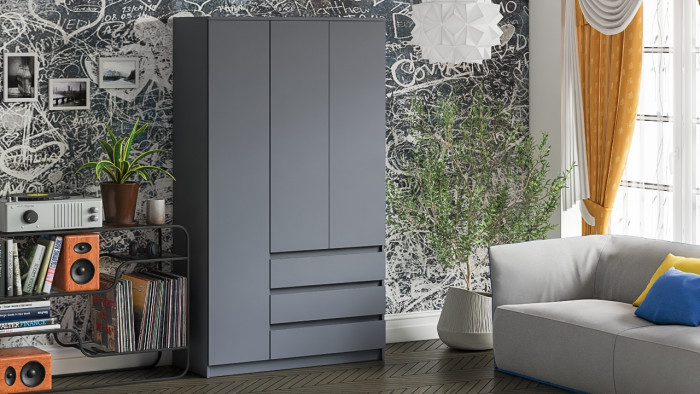 Мори Шкаф МШ1200.1, цвет графит, ШхГхВ 120,4х50,4х209,6 см., НЕ универсальная сборка