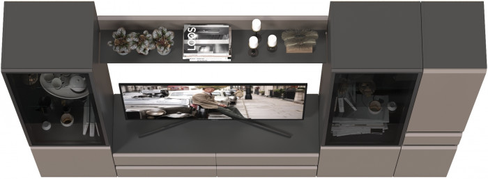 Сидней Комплектация № 056, корпус: антрацит/фасады: МДФ веллюто капучино