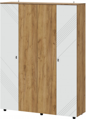Шкаф четырехстворчатый Байкал, Дуб Золотой, Белый матовый