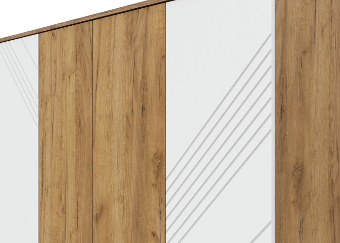 Шкаф четырехстворчатый Байкал, Дуб Золотой, Белый матовый