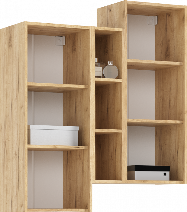 Флэш Шкаф подвесной комбинированный (Браш Вайт, Дуб Крафт)