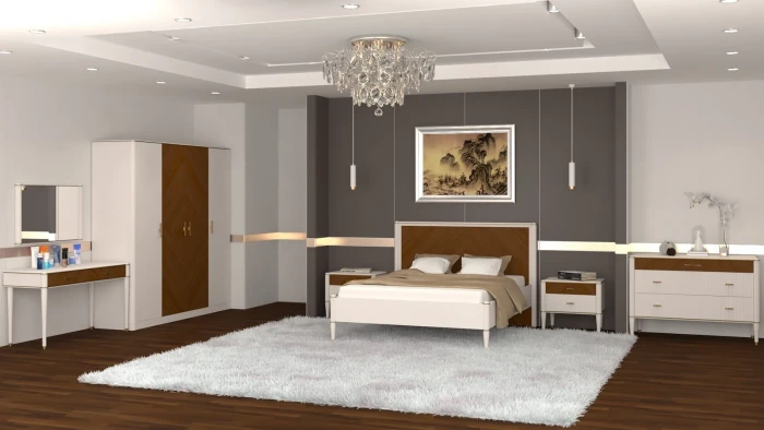 Кровать двуспальная 1,6 "Тиволи" - Латте (лак)