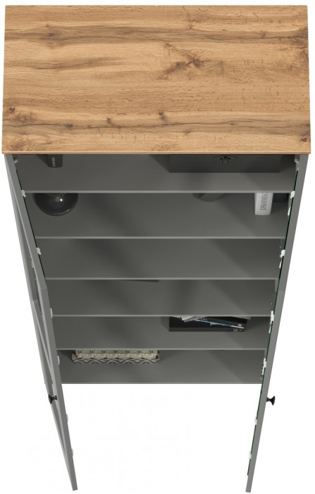 Остин 16.394.02 Шкаф-витрина, серый графит/дуб крафт золотой