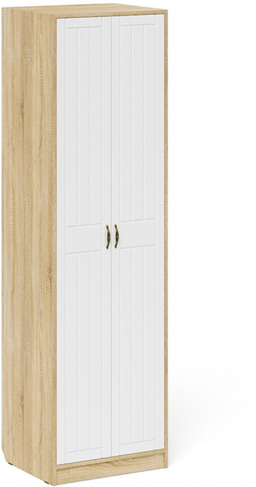 Прихожая П-6 Компоновка № 17, цвет дуб сонома/фасады МДФ белое дерево фрезеровка прованс, ШхГхВ 110х50х210 см., универсальная сборка