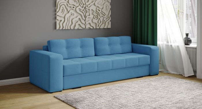 Диван раскладной Верден, светло-голубой