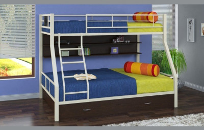 Двухъярусная кровать Гранада-1ПЯ, серый / Венге (Белый, Черный)