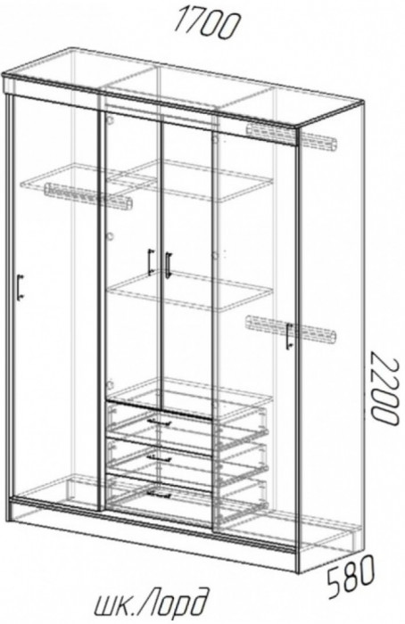 Лорд Шкаф-купе (Венге / лоредо)