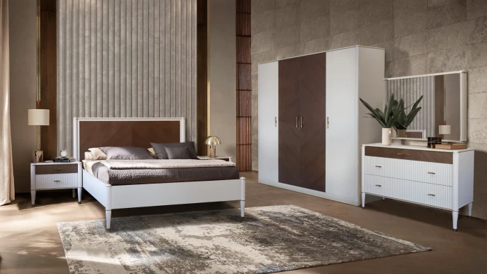 Кровать двуспальная 1,8 "Тиволи" - Латте (лак)