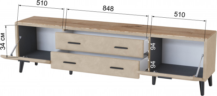 Тумба ТВ интерьерная 2,0 Пай бежевый/мдф дуб канадский