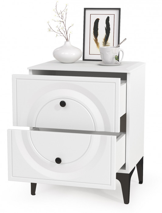 Валенсия Спальня 13.291 Тумба прикроватная, цвет ЛДСП белый шагрень/МДФ белый шагрень, ШхГхВ 49,2х38,4х64 см.