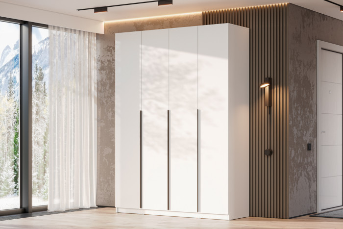 Шкаф распашной с наполнением (11 полок + 2 ящика + штанга) ШК 5 (1600), Белый