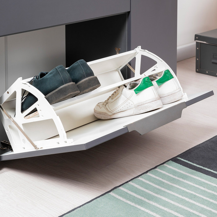 Октава Прихожая 34, цвет серый графит/дуб крафт золотой/фасады МДФ серый графит, ШхГхВ 162х35,4х197,6 см., универсальная сборка