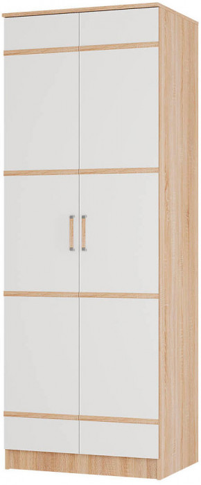 "Сакура" шкаф пл.бельев. 2-х ств.(800х2216х610) дуб сонома/белый