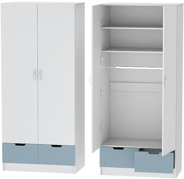 Детская комната Бриз МДФ, набор 6, Белый/Антарктида (Полосы)