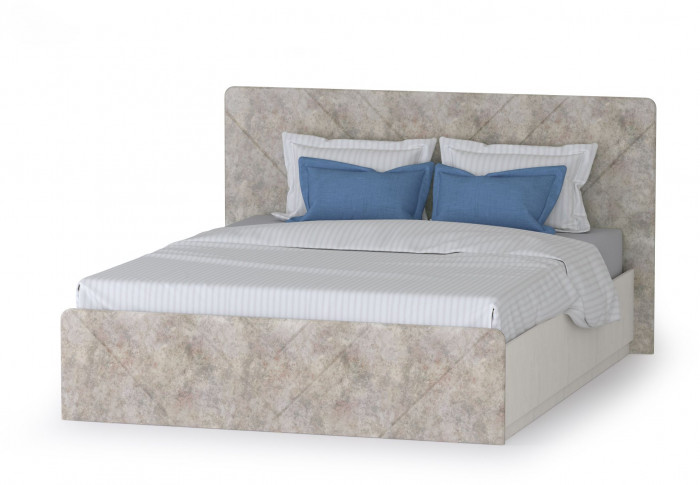 Амели Кровать 11.31 БЕЗ ортопеда, цвет шёлковый камень/бетон чикаго беж, ШхГхВ 181,4х205,2х104,3 см., сп. м. 1600х2000 мм., б/м, БЕЗ ортопеда