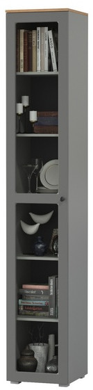 Остин 16.394.03 Шкаф-витрина(пенал), серый графит/дуб крафт золотой