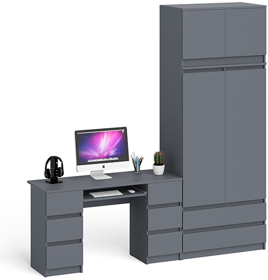 Мори компьютерный стол МС-2 + Шкаф МШ900.1 + Антресоль МА900.1, графит
