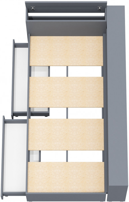 Ксения Кровать с ящиками 0900 + прикроватный блок, графит