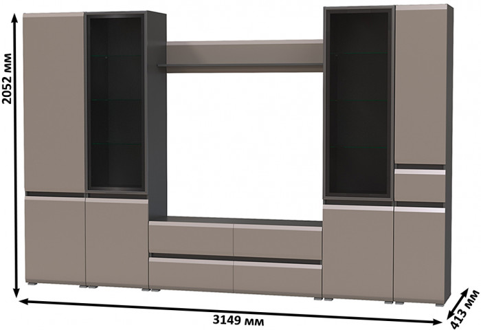 Сидней Комплектация № 058, корпус: антрацит/фасады: МДФ веллюто капучино