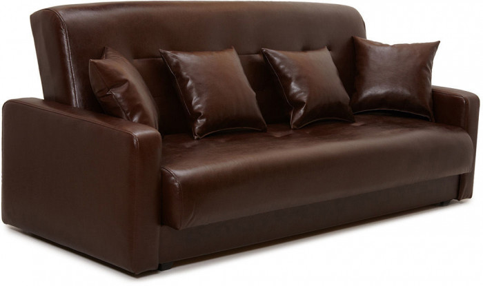 Диван-кровать Аккорд 140х190, книжка, экокожа, цвет коричневый