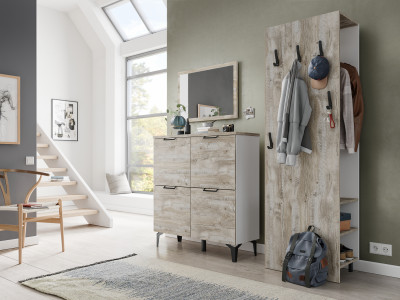 Модульная прихожая Чикаго, набор 1, Дуб юкон/Белый