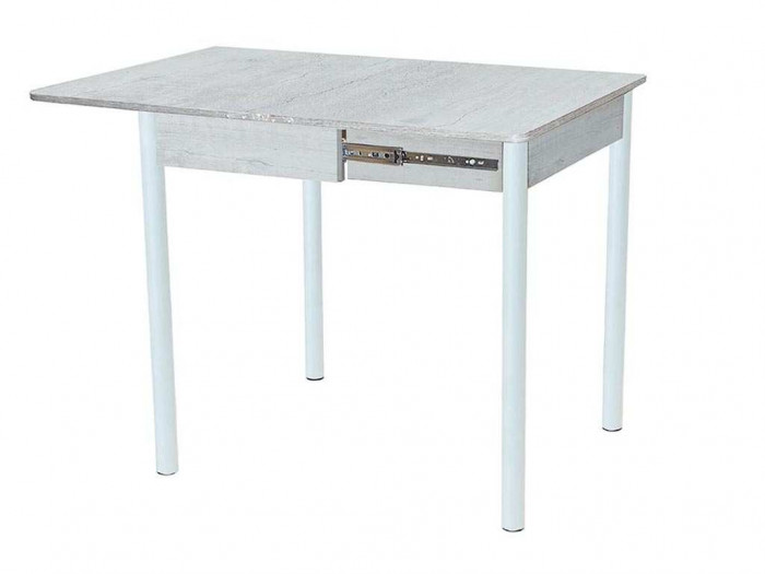 Глайдер стол обеденный / бетон белый/белый